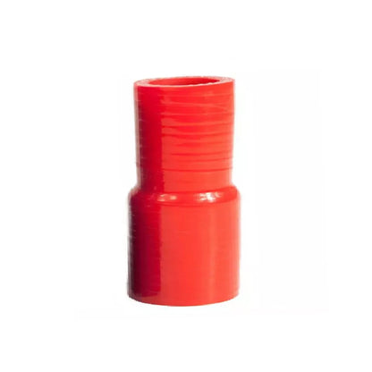 Red silicone reducer hose on a white background
