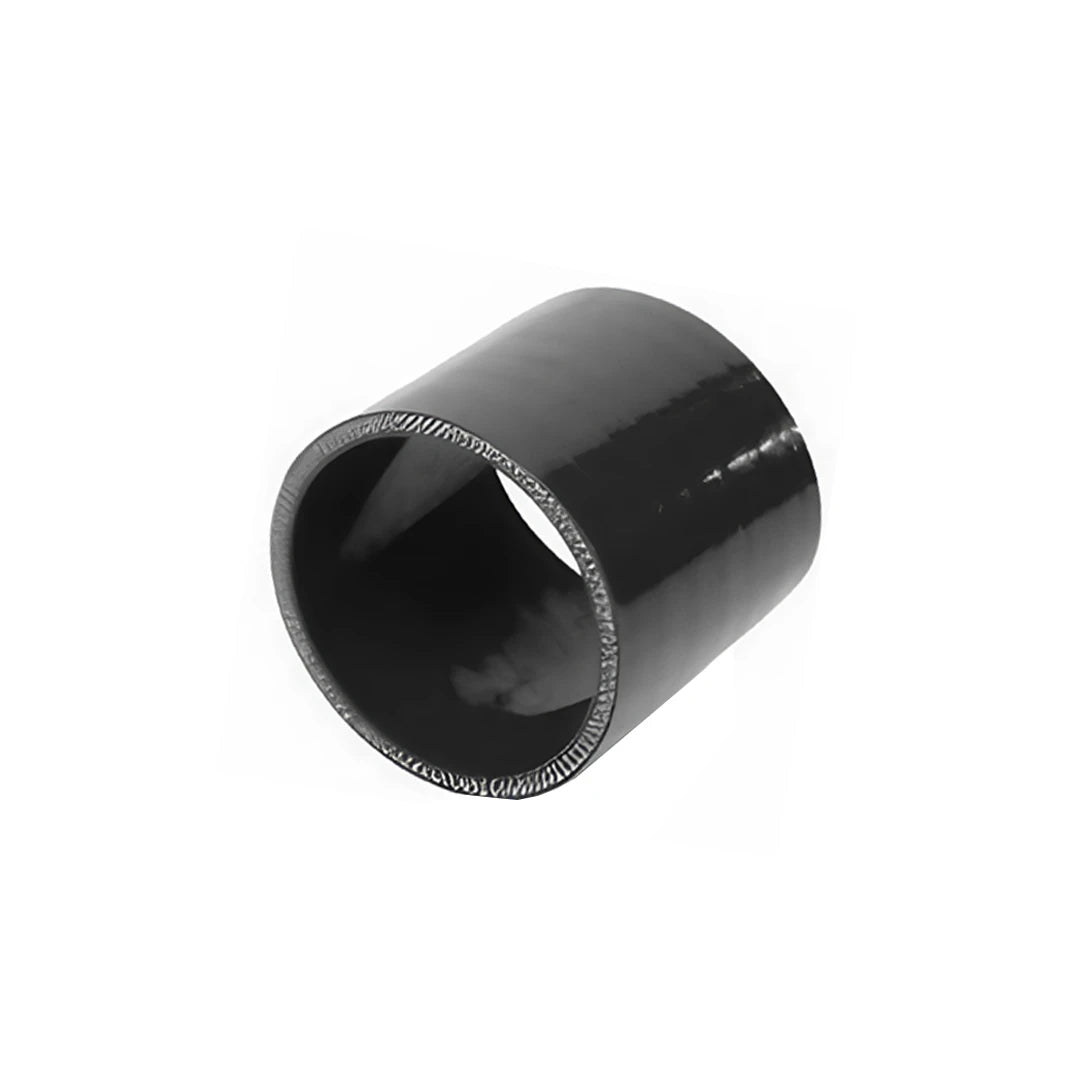 Black silicone straight hose on a white background