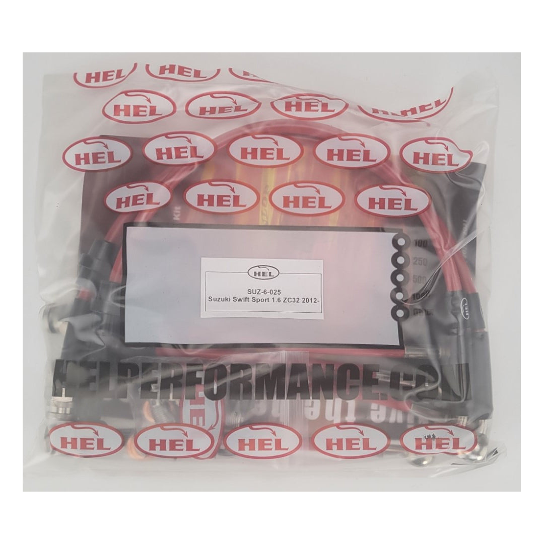 HEL Suzuki Swift Sport ZC32 Stainless Steel Braided Brake Hoses Red