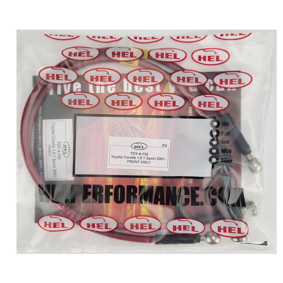HEL Toyota Corolla T.Sport Stainless Steel Braided Brake Hoses Trans Red
