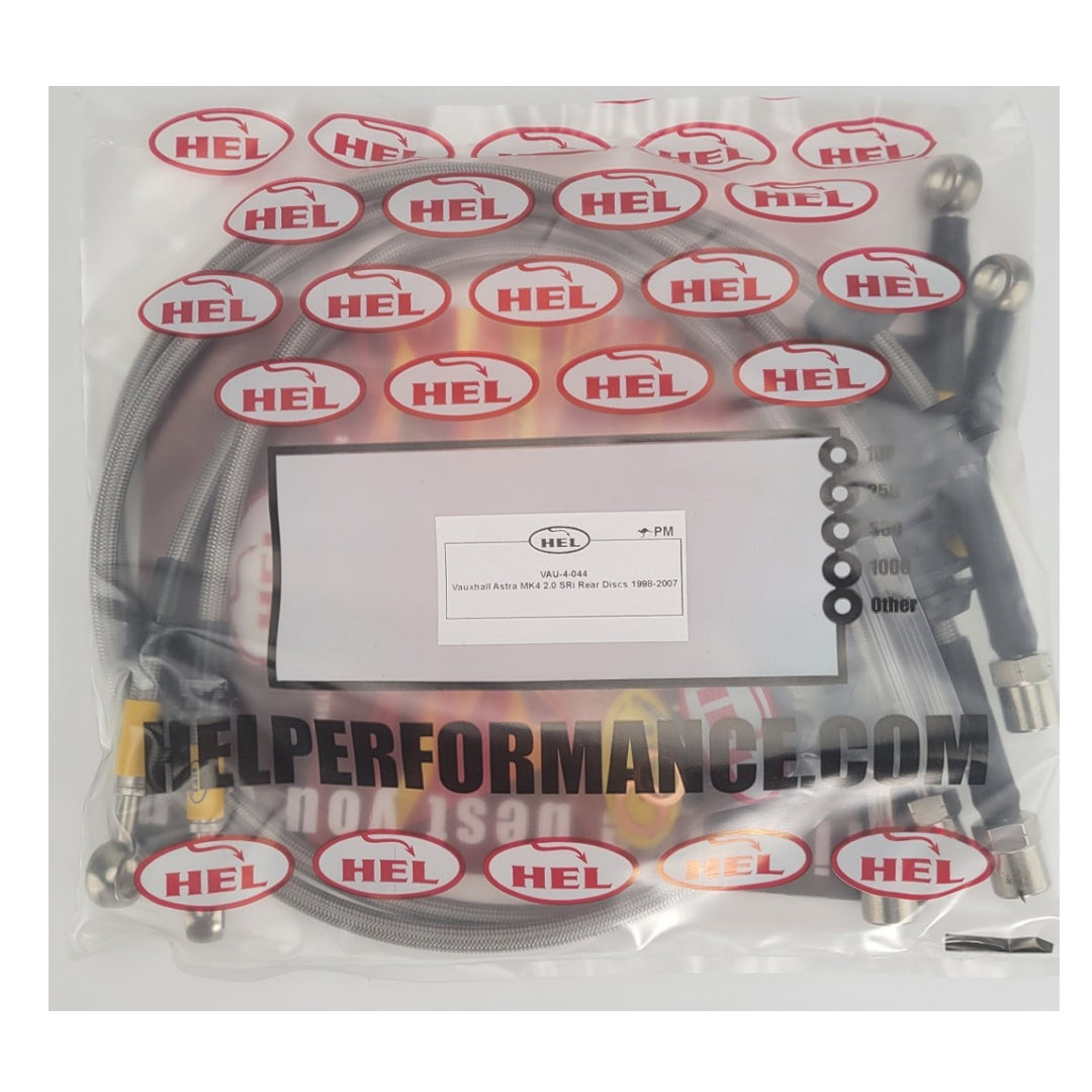 HEL Vauxhall Astra MK4 2.0 SRi Stainless Steel Braided Brake Hoses Clear