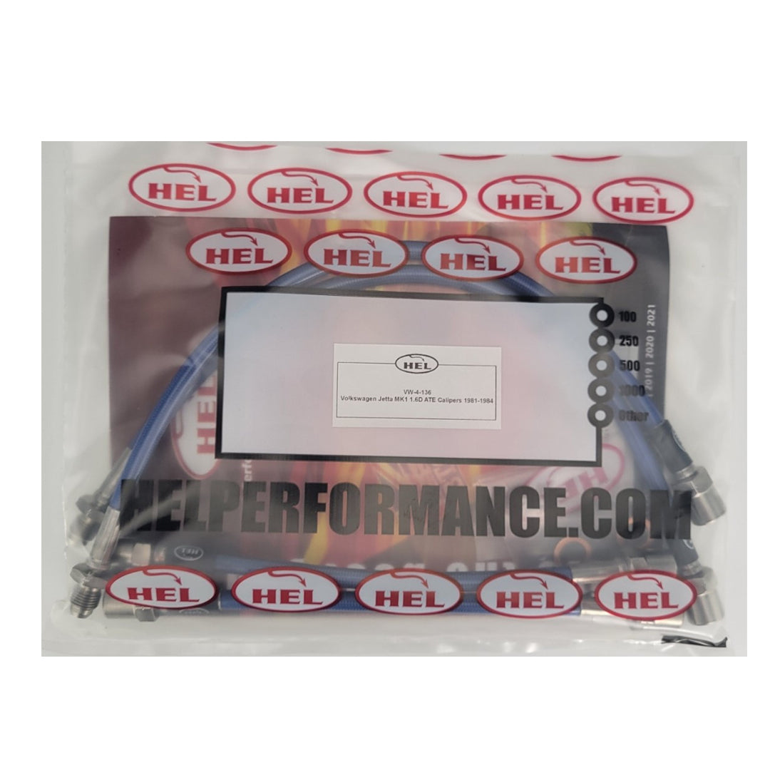 HEL Volkswagen Jetta MK1 Stainless Steel Braided Brake Hoses Blue
