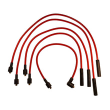 A set of red silicone high-tension leads with black connectors at both ends.