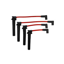 A set of four black and red silicone high-tension ignition leads for a BMW Mini One Cooper Cooper S.