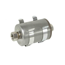 Metallic Sytec fuel injection filter with bracket, designed for motorsport use.